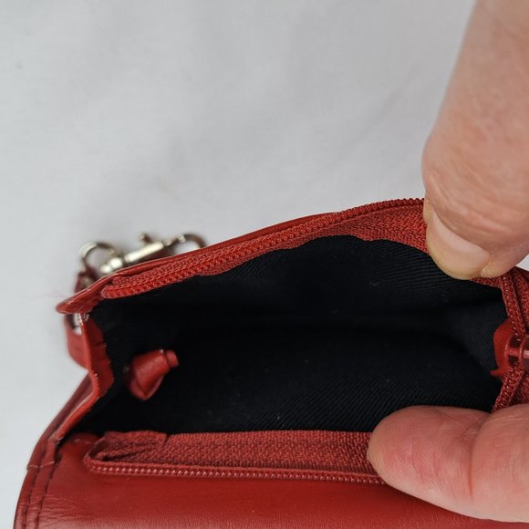 Vintage Fossil Mini Compact Wallet Red Leather - Picture 9 of 16